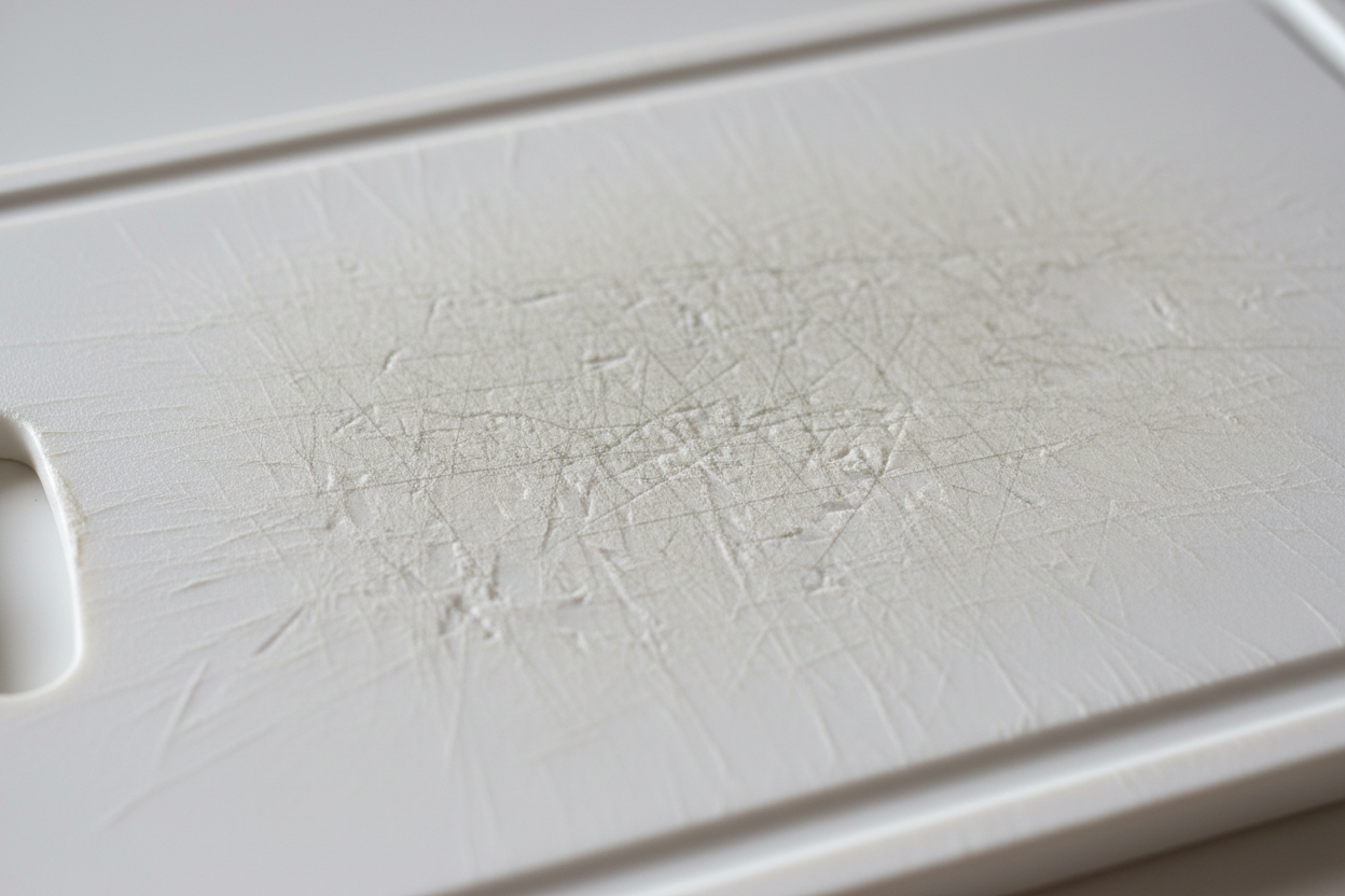 Worn Plastic Chopping Board with Cuts